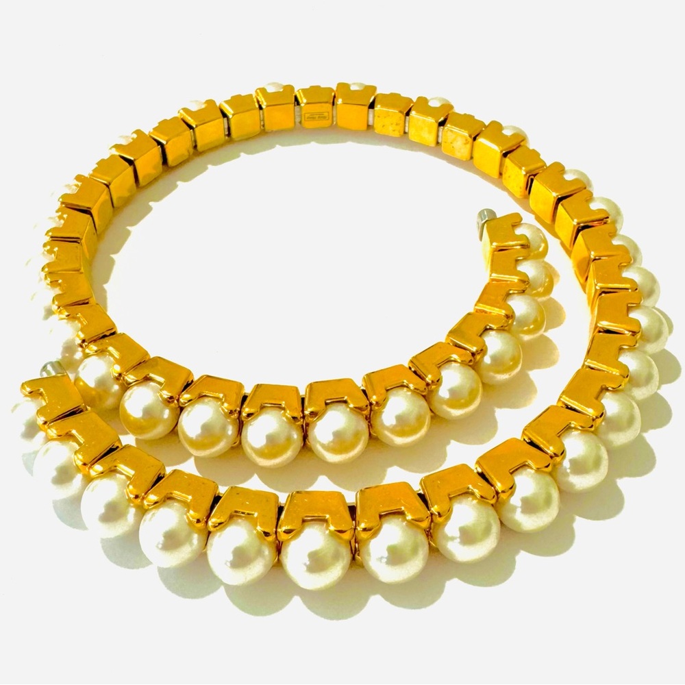 Miu Miu Crystal-Embellished Faux-Pearl Choker